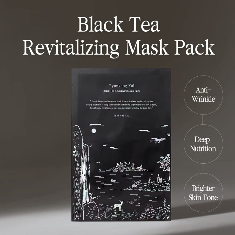 Revitalisierende Maskenpackung mit schwarzem Tee